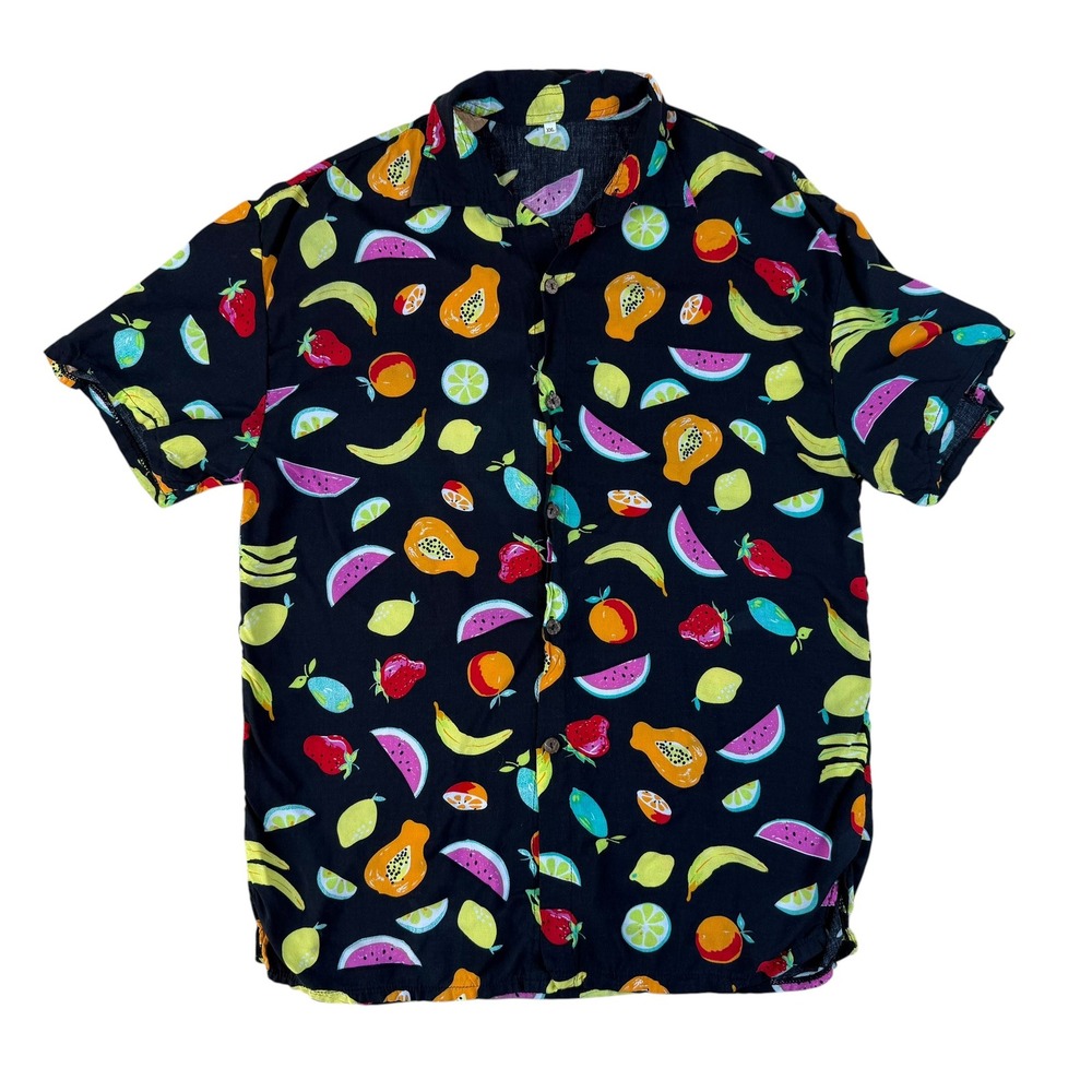 Tropical Fruit Print Button Up Cotton Blend Shirt XXL‎ Unbranded